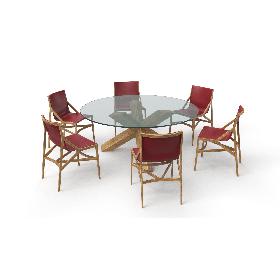 3D Cassina Dining Table Chair Set Oak Glass Red model